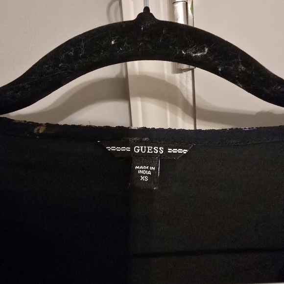 Guess XS Floral Smocked Waist Long-Sleeve Dress in Black Mini Spring Old Money - Picture 3 of 5